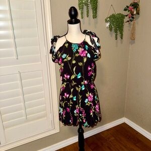 Peace Love Brand Floral Cold-Shoulder Romper L